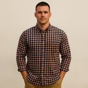 Eddie Bauer Relaxed Fit Flannel Plaid Button Down Shirt Size M